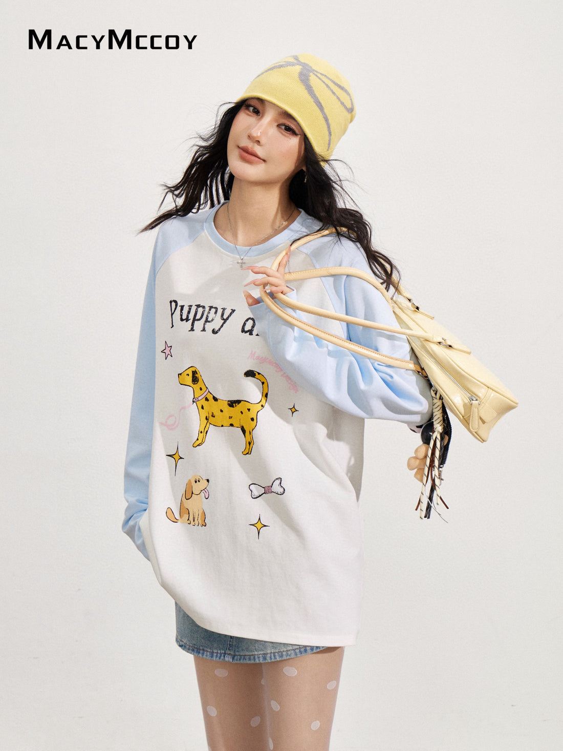 MacyMccoy MMC2025146 Cartoon graffiti dog printed T-shirt