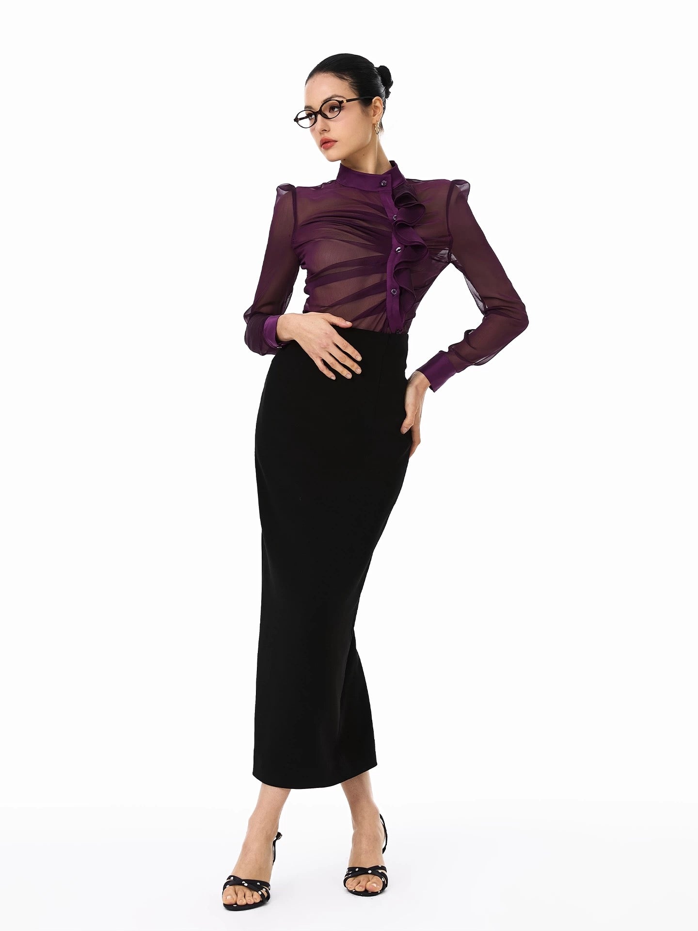 FIND YA WINGS Micro sheer satin shirt