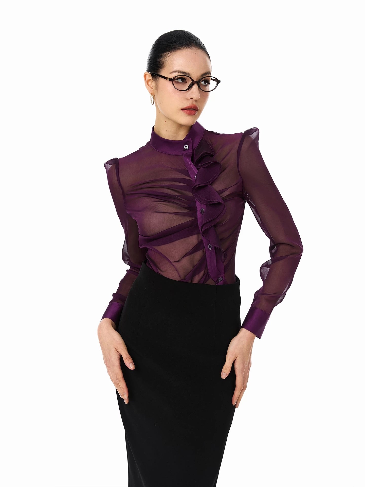 FIND YA WINGS Micro sheer satin shirt