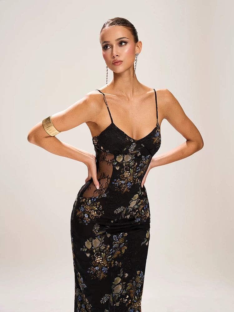 FIND YA WINGS Luxury lace patchwork camisole floral dress