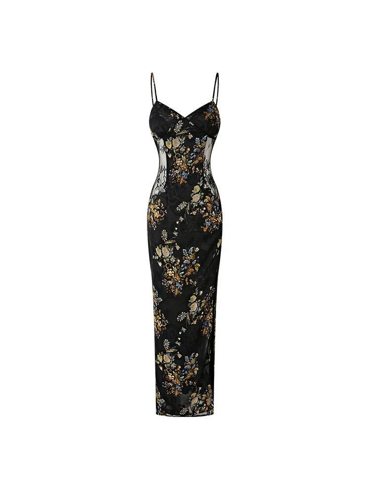 FIND YA WINGS Luxury lace patchwork camisole floral dress