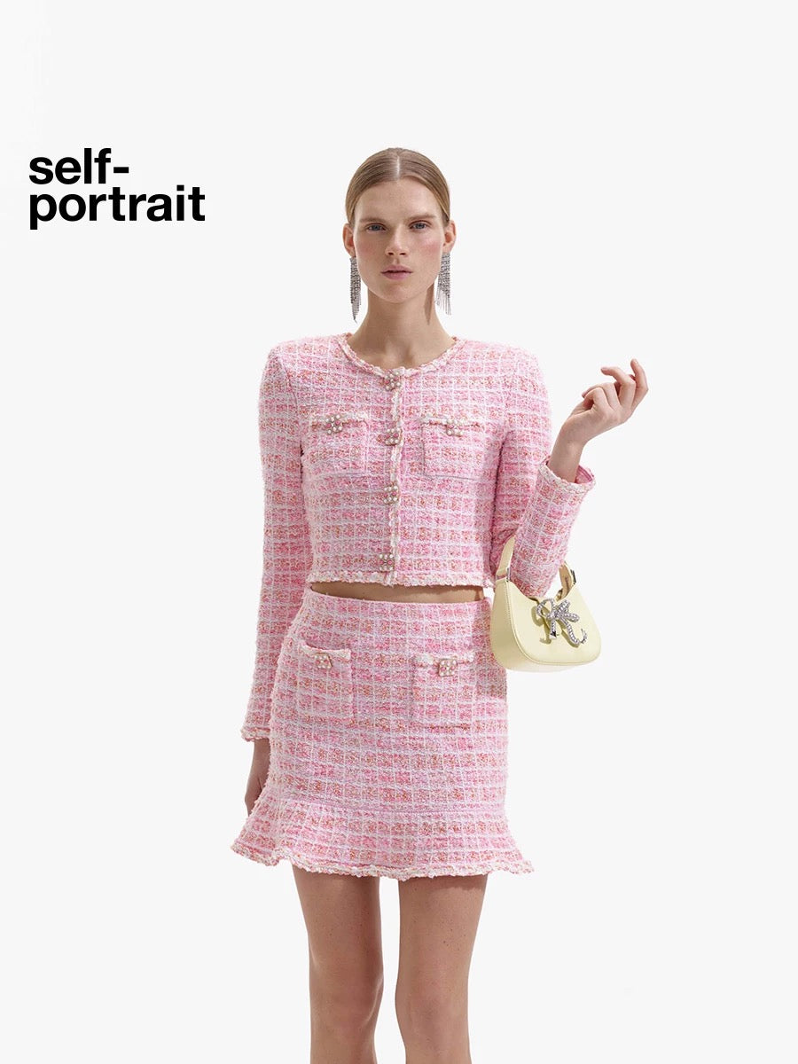 Self-Portrait SALE Sweet Knitted Round Neck Long Sleeve Top