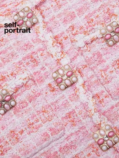 Self-Portrait SALE Sweet Knitted Round Neck Long Sleeve Top