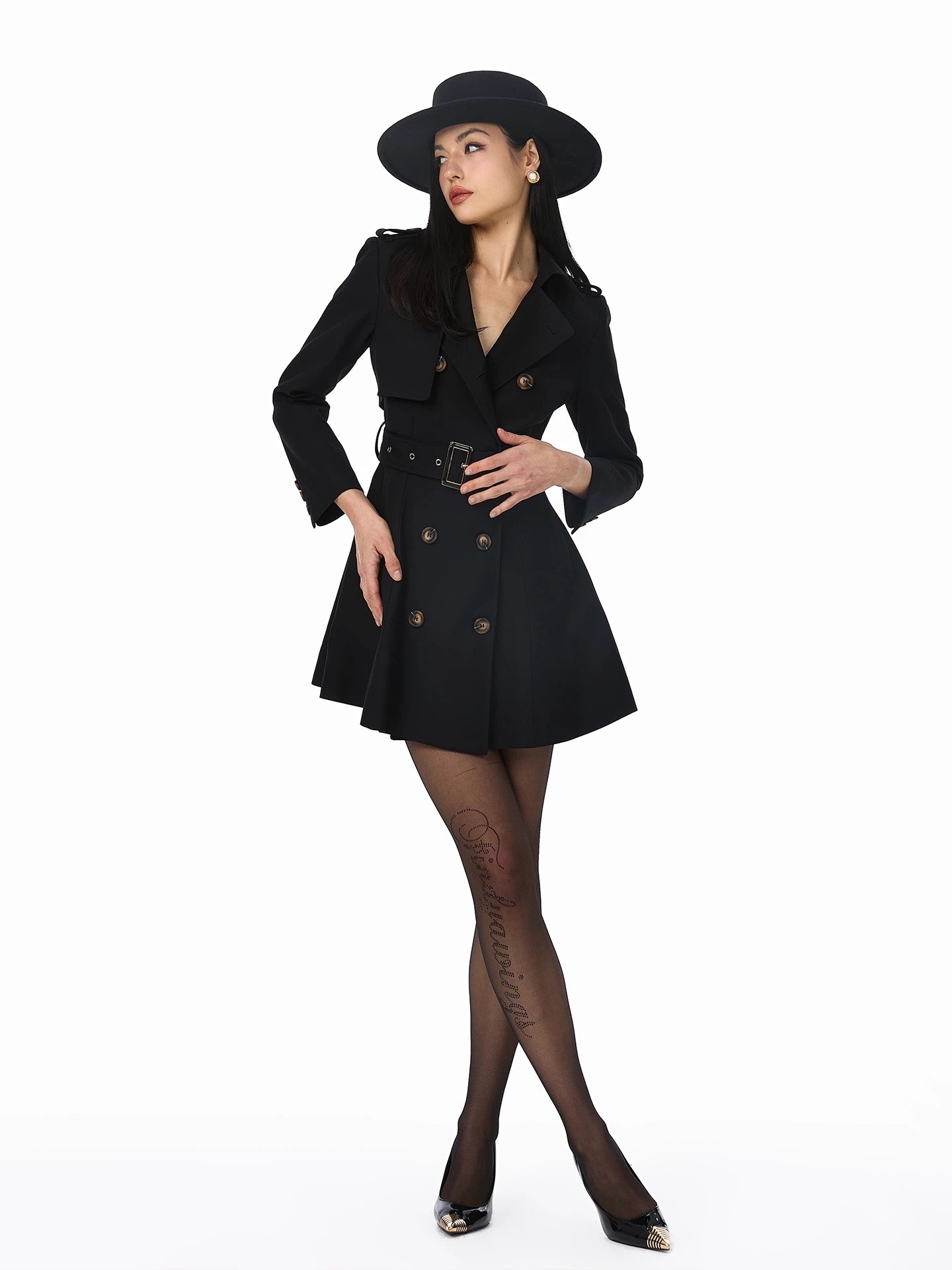 FIND YA WINGS Double breasted classic waist cinching coat