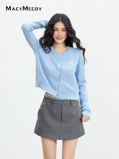 MacyMccoy MMC2025148 Curled edge knitted cardigan