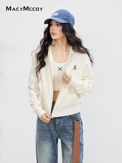 MacyMccoy MMC2025144 Hooded embroidered knitted cardigan