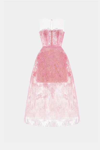 Montsand Pink Beaded Lace Dress