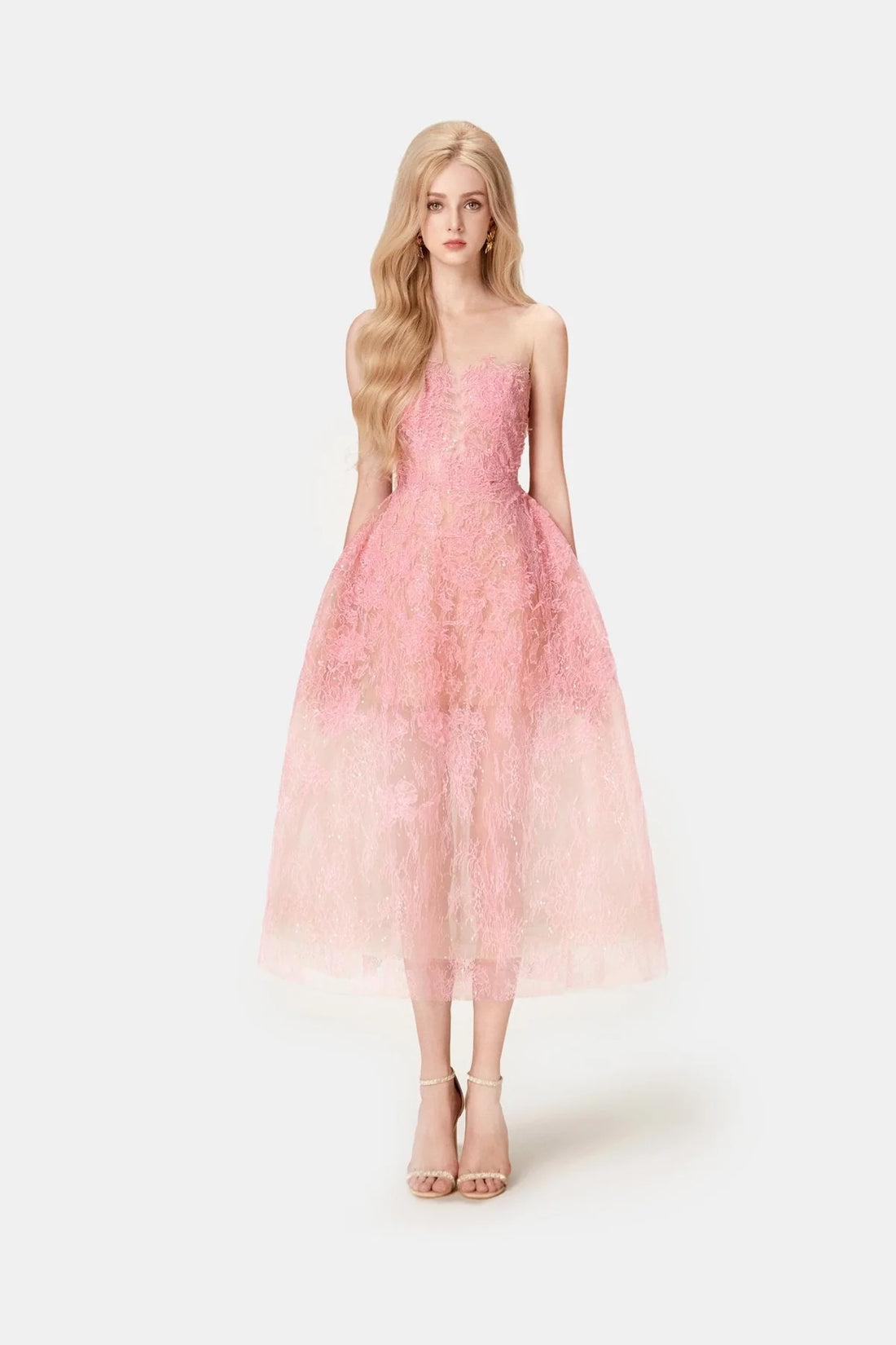 Montsand Pink Beaded Lace Dress