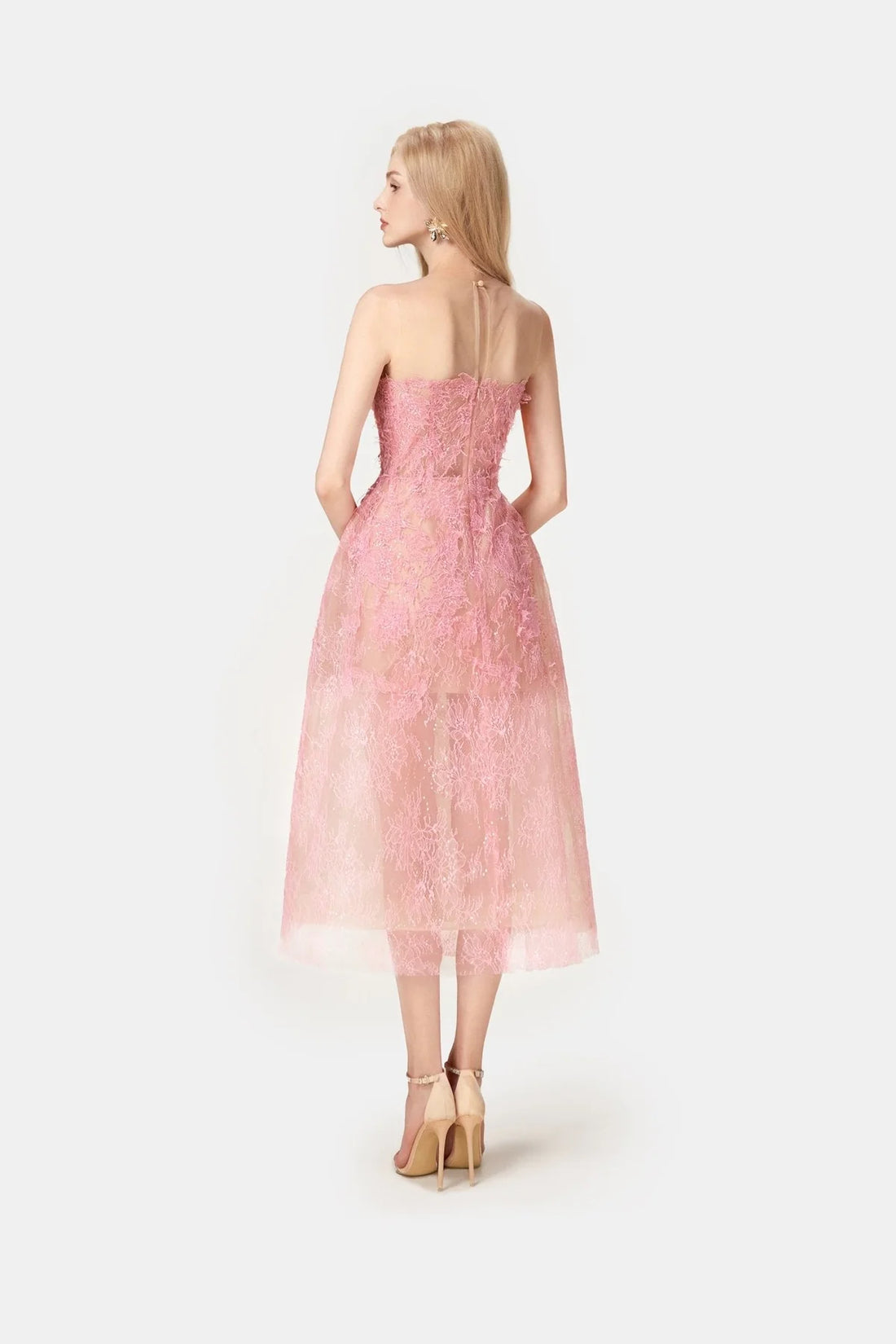 Montsand Pink Beaded Lace Dress