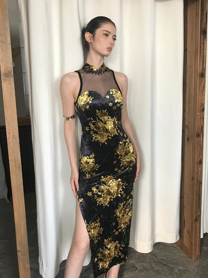 FIND YA WINGS Mesh patchwork sleeveless dress