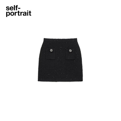 Self-Portrait SALE Classic black double breasted knitted cardigan