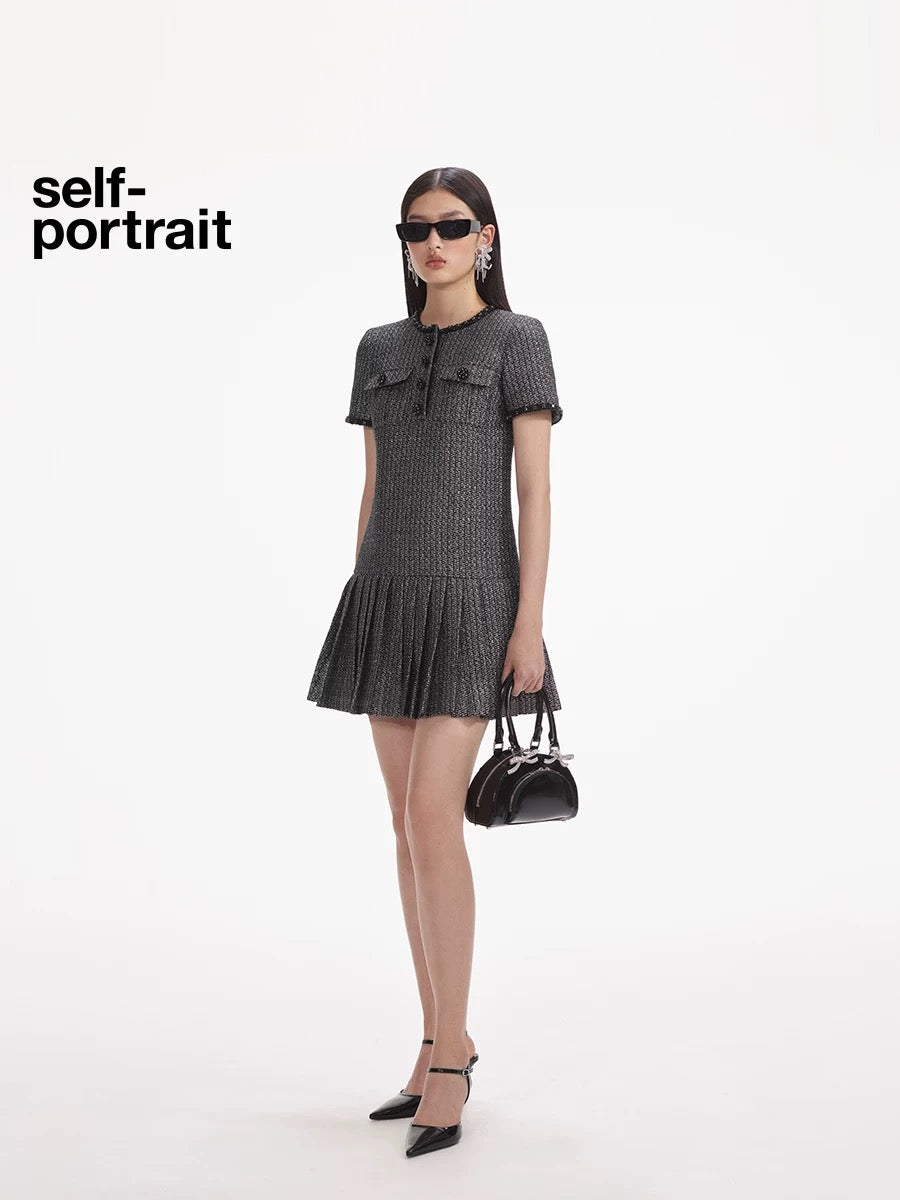 Self-Portrait SALE Grey mixed color floral dress