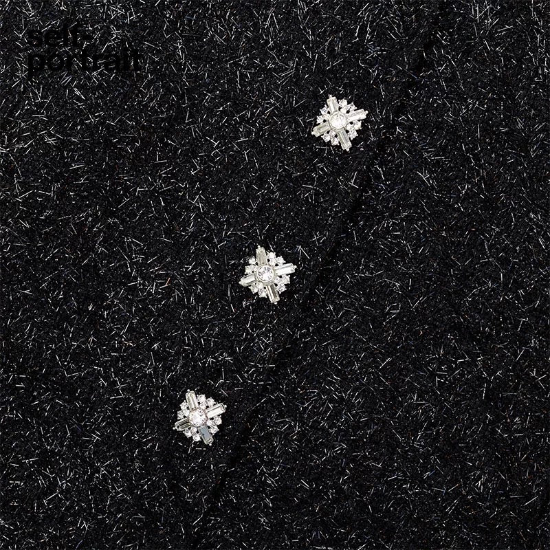 Self-Portrait SALE Classic black elegant sleeveless tweed dress