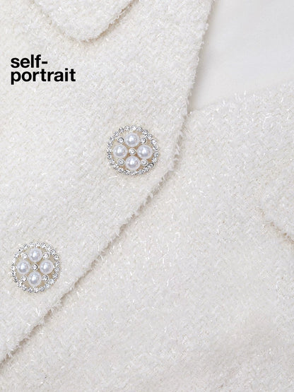 Self-Portrait SALE Ivory white V-neck sleeveless dress