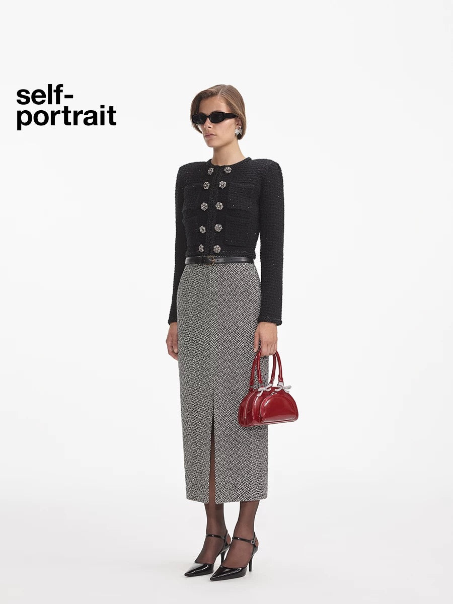 Self-Portrait SALE Grey mixed color versatile half skirt