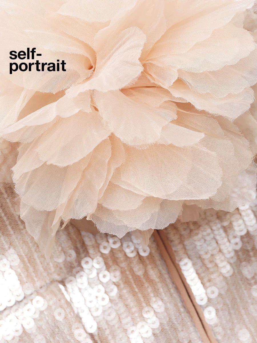 Self-Portrait SALE Light gold sequin floral decorative jacket