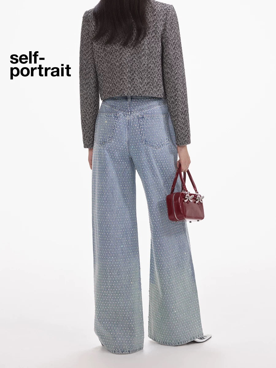 Self-Portrait SALE Full drilling hole casual wide leg pants