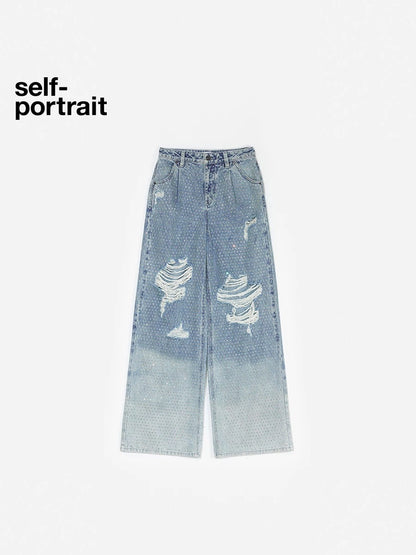 Self-Portrait SALE Full drilling hole casual wide leg pants