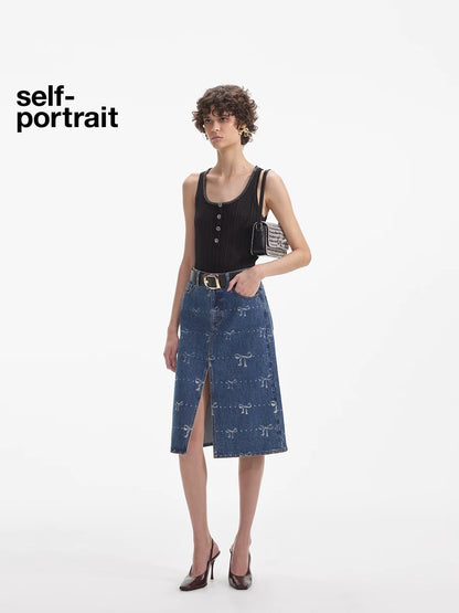Self-Portrait SALE Versatile bow-print midi skirt