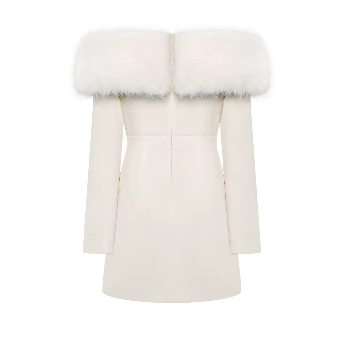 Maison Wester [Star Style] Beige plush off shoulder dress