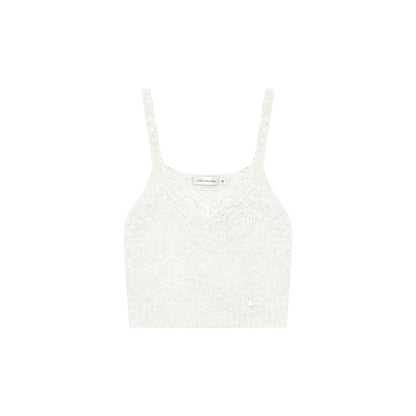 AsGony ASG24408&amp;ASG24407 Lace patchwork hollow knitted cardigan + camisole set