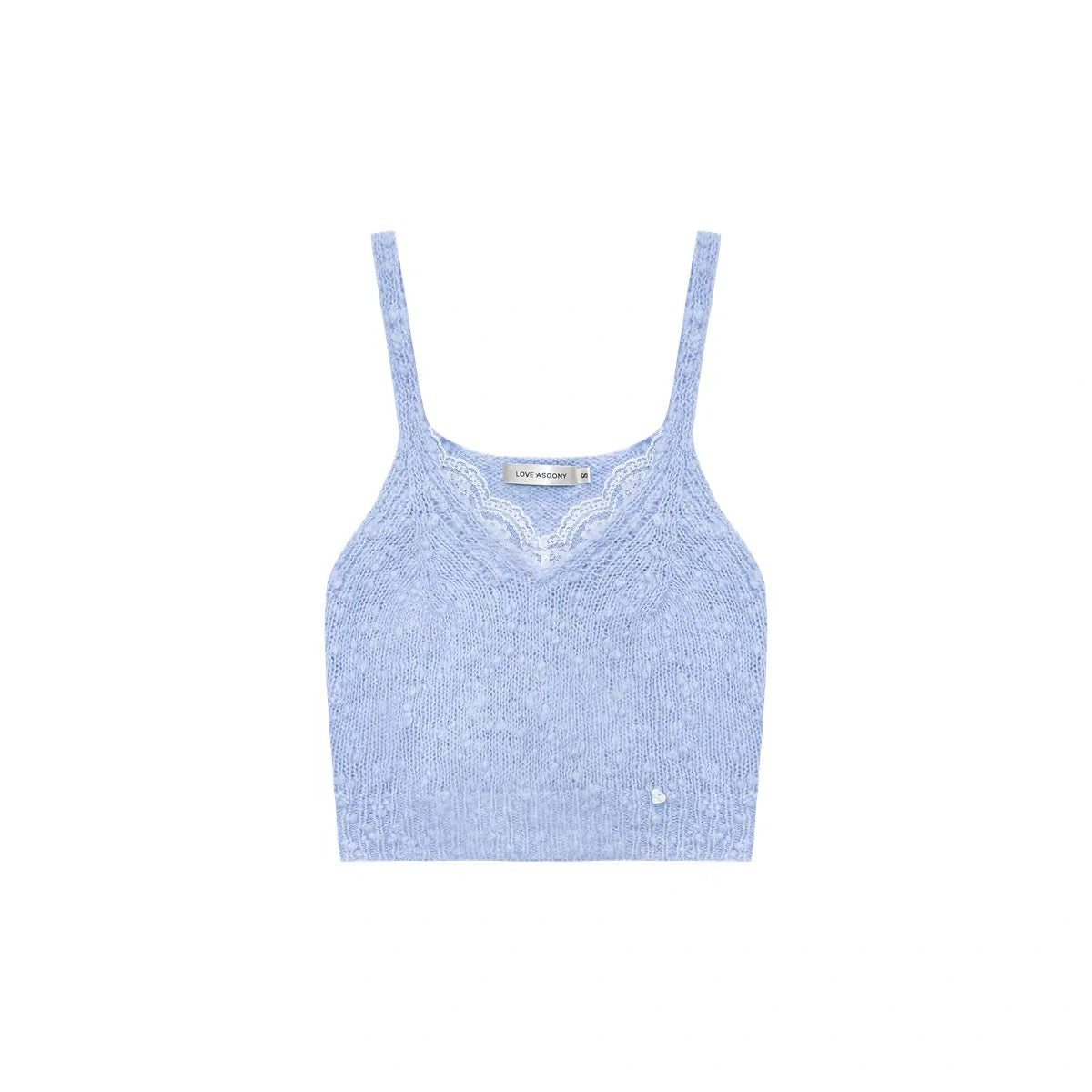 AsGony ASG24408&amp;ASG24407 Lace patchwork hollow knitted cardigan + camisole set