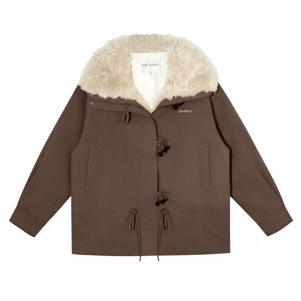 AsGony ASG25589 White duck down big suede collar jacket