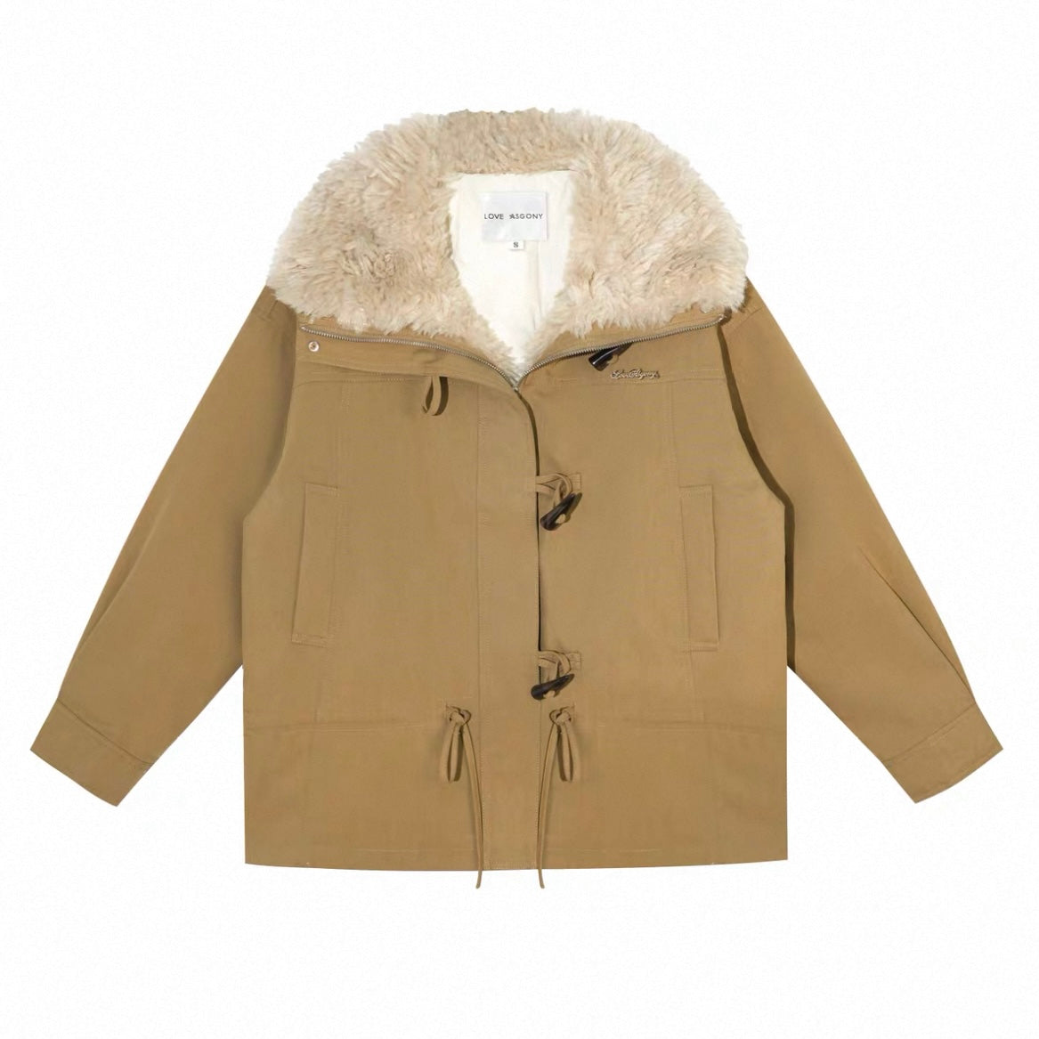 AsGony ASG25589 White duck down big suede collar jacket