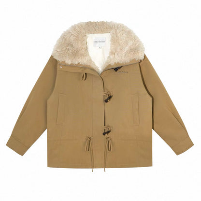 AsGony ASG25589 White duck down big suede collar jacket