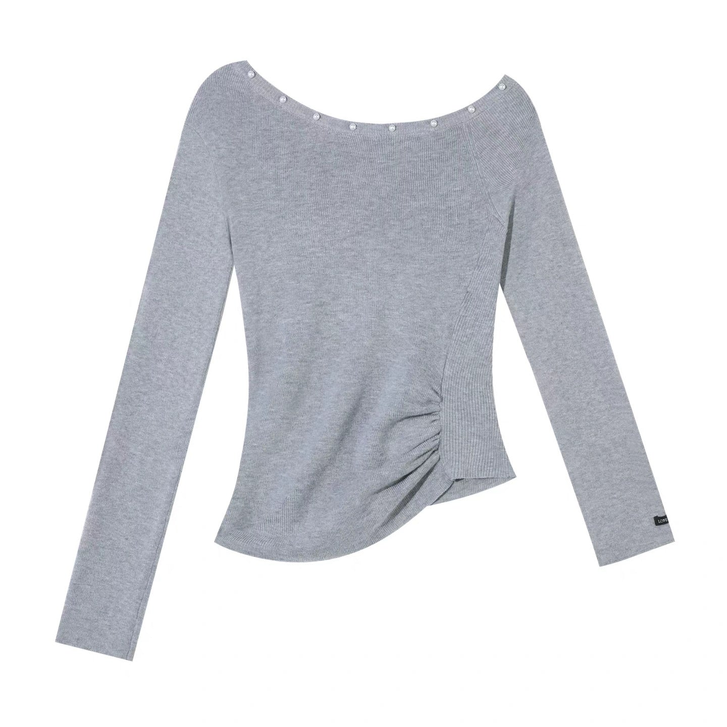 AsGony ASG25358 Pearl decoration base off shoulder top