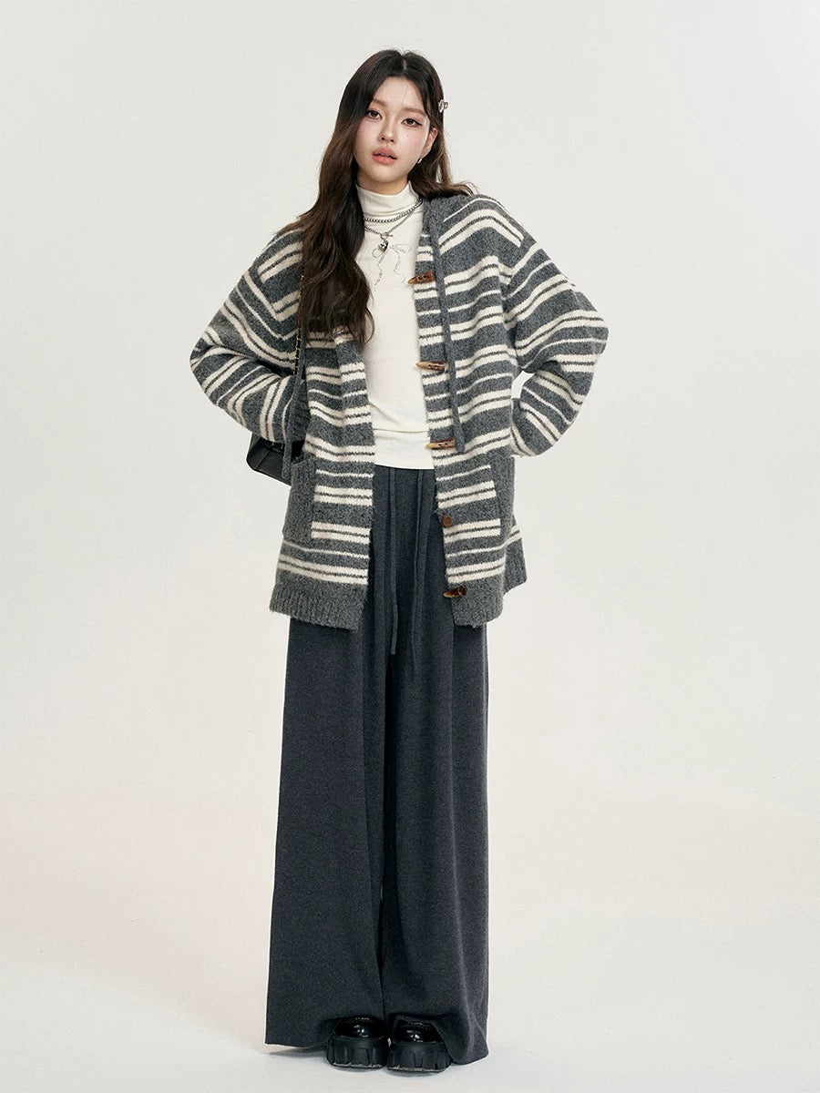 16DEWS 16D24405 High waisted pleated knitted casual pants