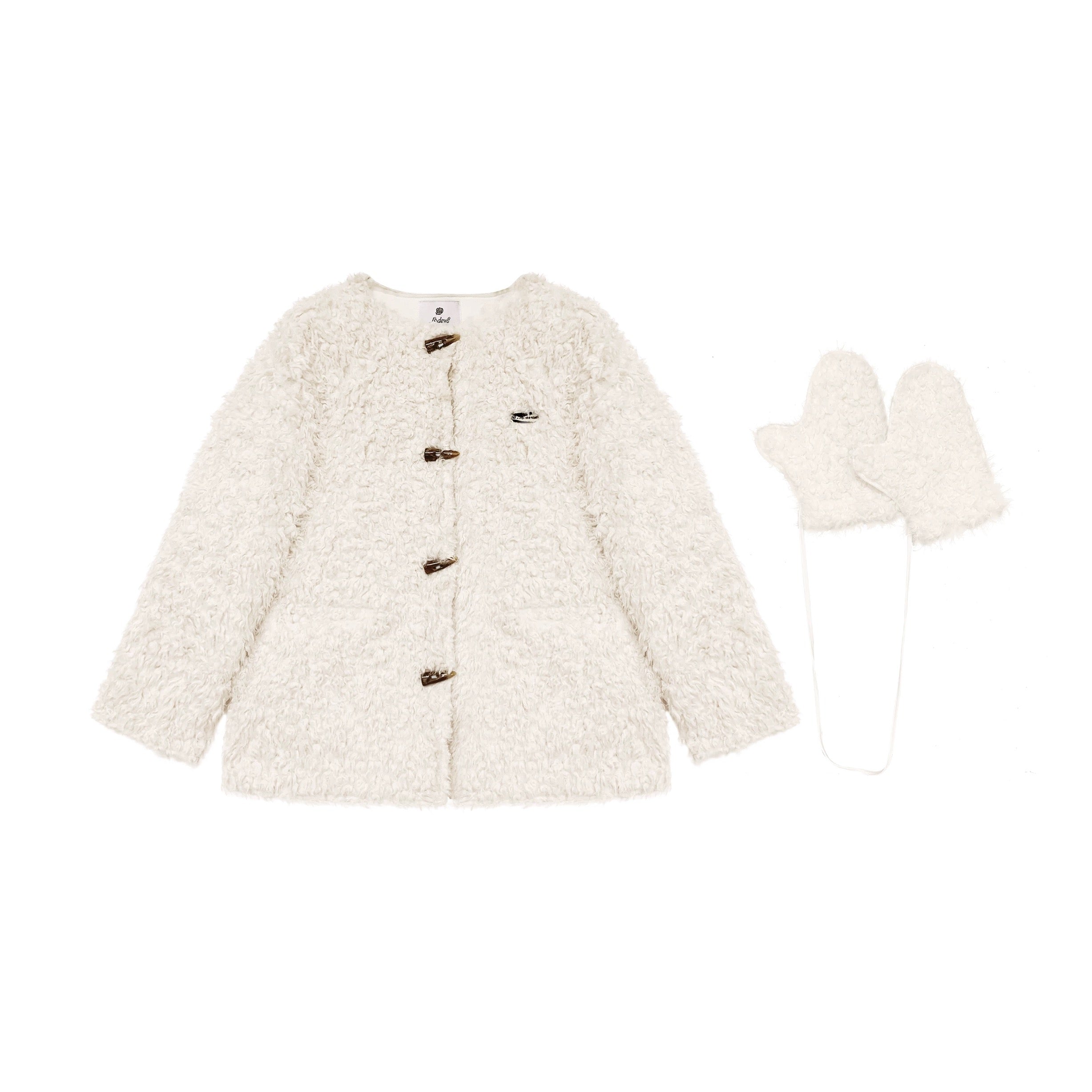 16DEWS 16D24445 Lamb wool thickened cow horn buckle jacket