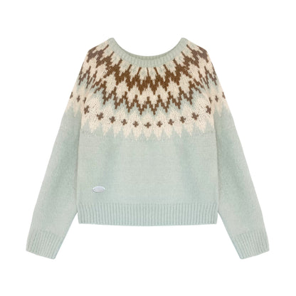 16DEWS 16D24392 Fair Island Retro Round Neck Sweater