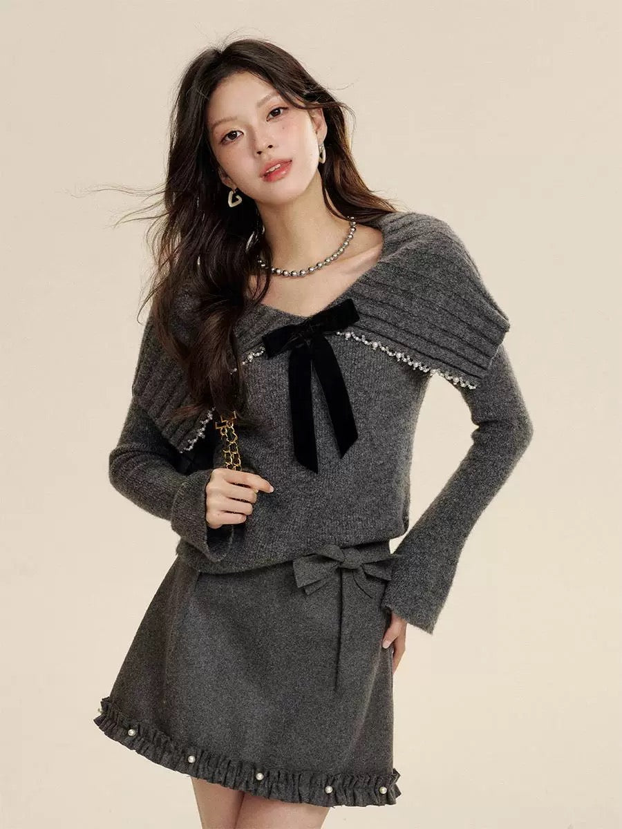 16DEWS 16D24446 Bow pearl sweater