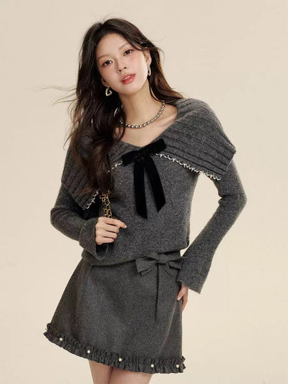 16DEWS 16D24446 Bow pearl sweater