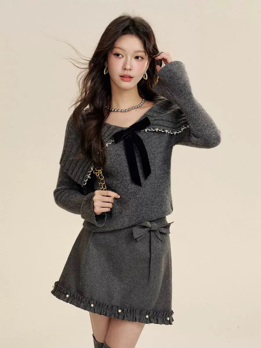 16DEWS 16D24446 Bow pearl sweater