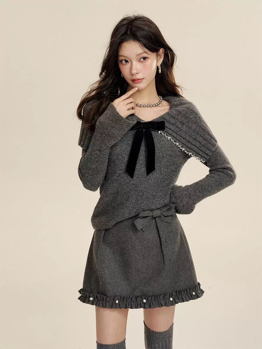 16DEWS 16D24446 Bow pearl sweater