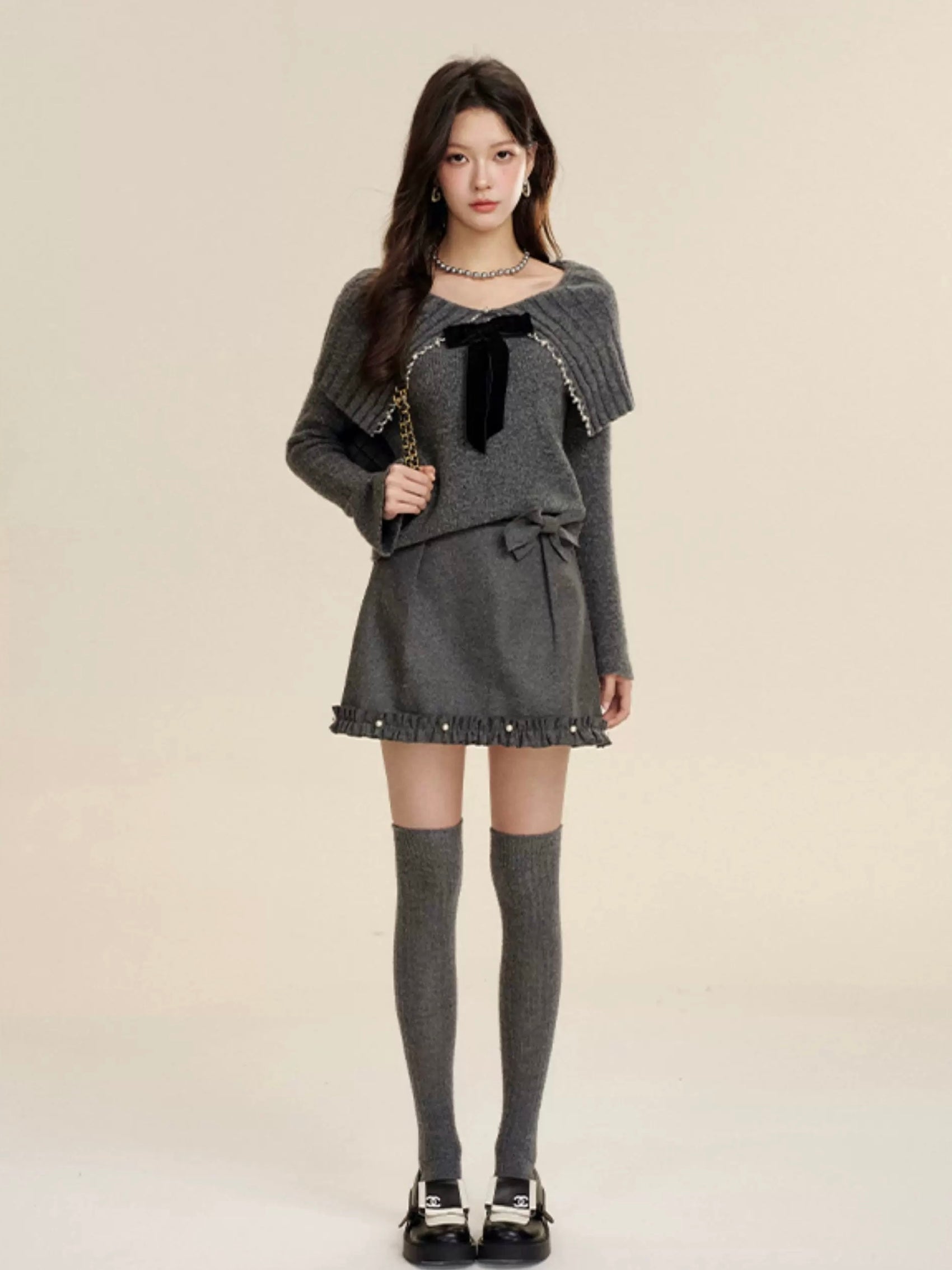 16DEWS 16D24446 Bow pearl sweater