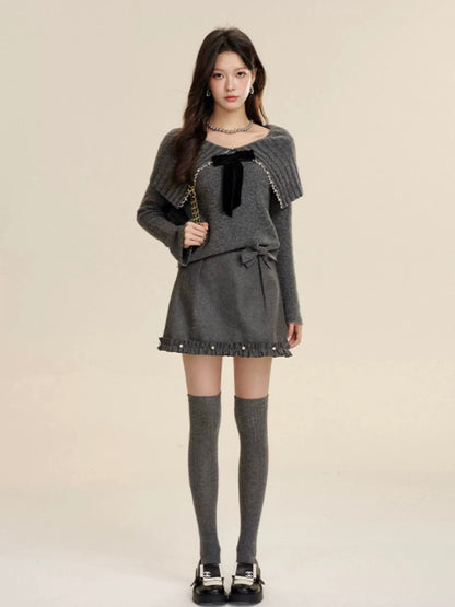 16DEWS 16D24446 Bow pearl sweater