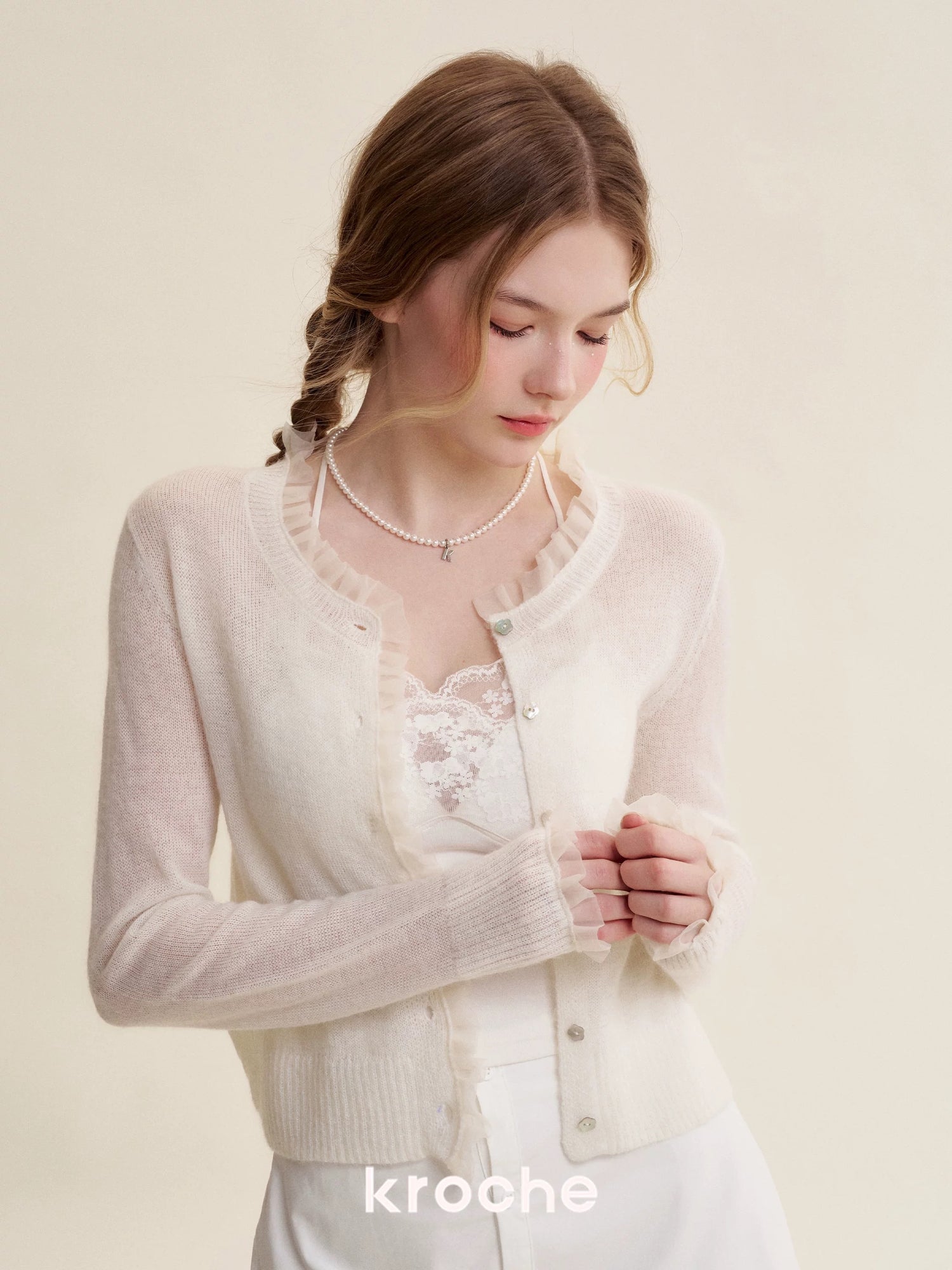 Kroche KB5150 Ruffle knit cardigan