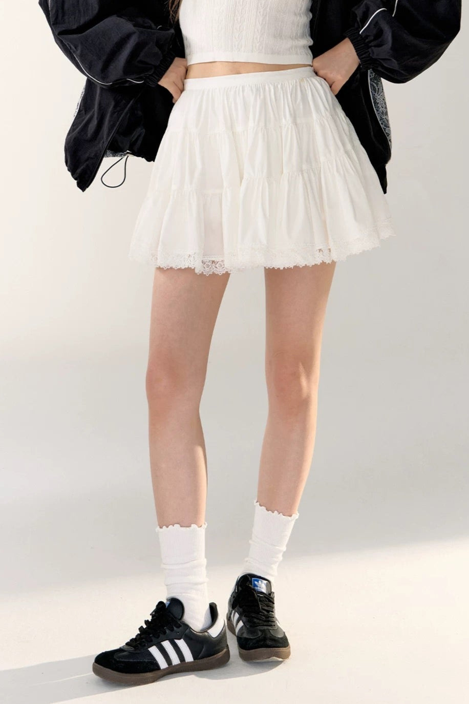 AsGony ASG24405 Lace multi-layer fluffy skirt