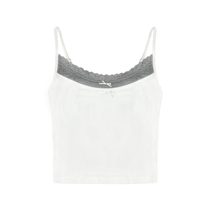 AsGony ASG24719 Fake two piece bow tie camisole