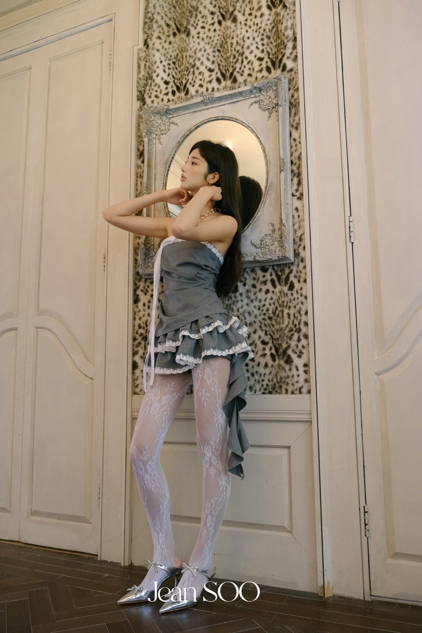 Jean Soo Lace bow strapless top + skirt set