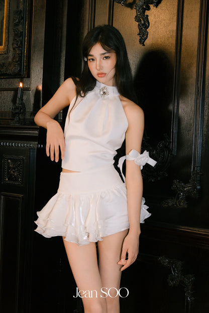 Jean Soo Diamond satin sleeveless top