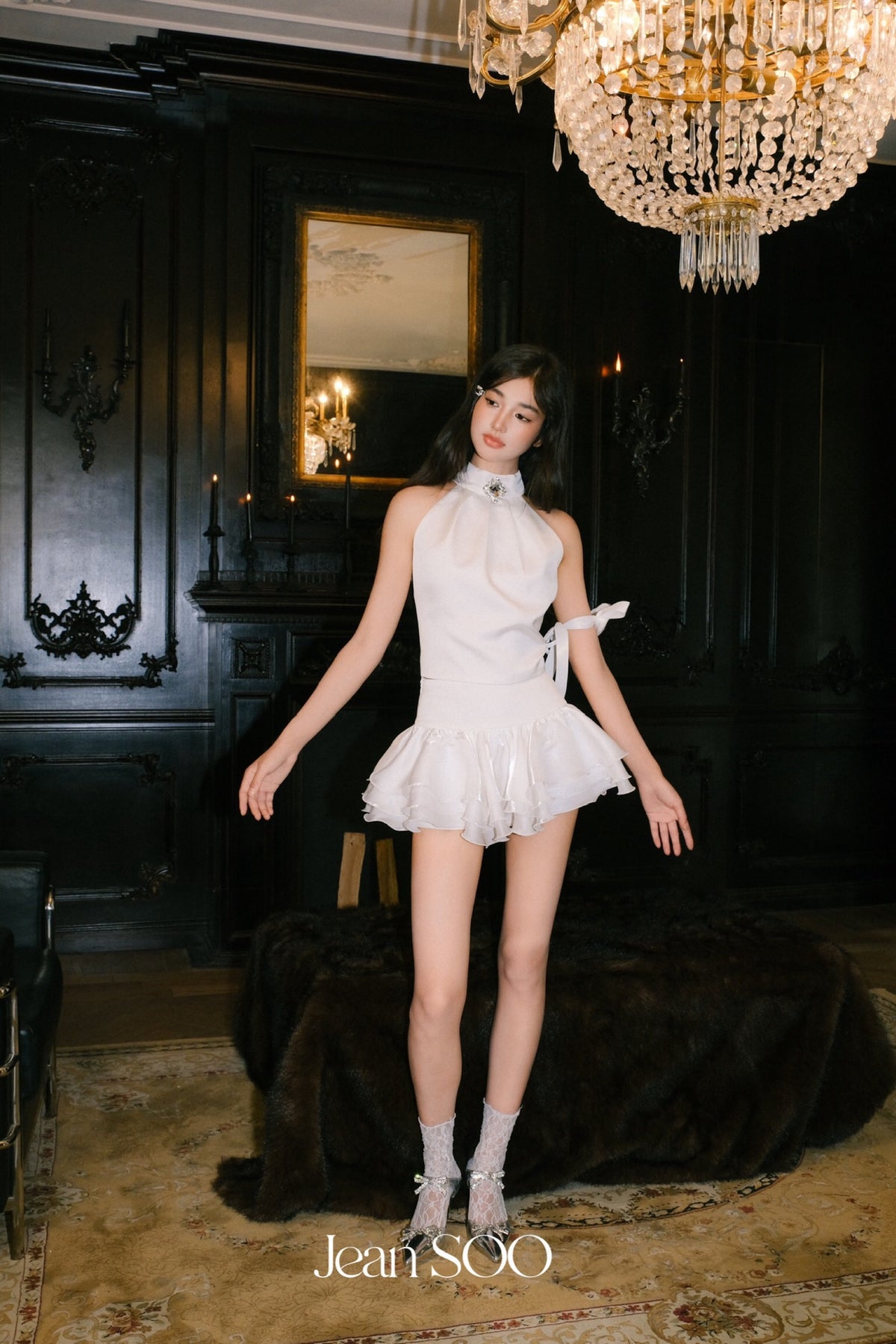 Jean Soo Diamond satin sleeveless top