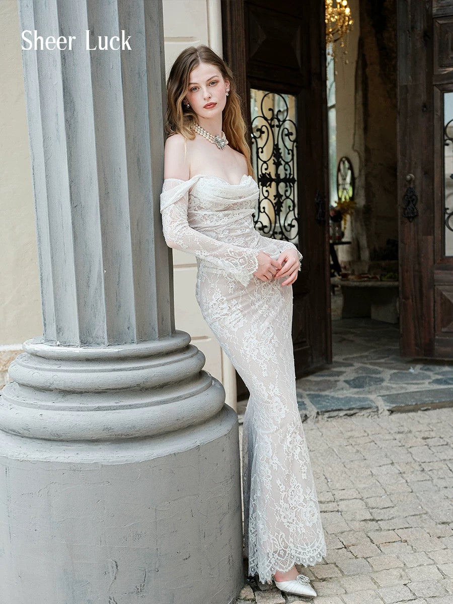 SHEERLUCK Fish tail lace dress