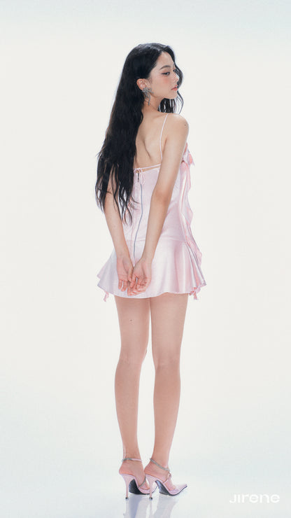 Jirene Pink Bow-Tie Strap Dress