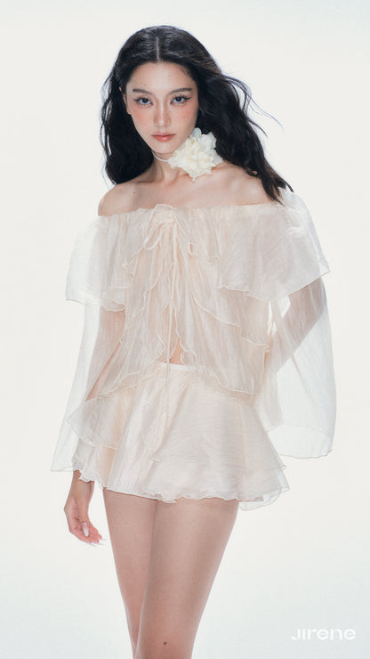 Jirene Off-shoulder Tulle Set