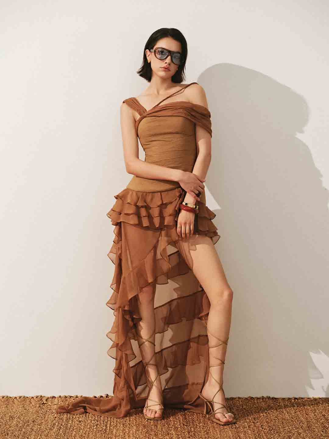 CICI Elodie One-Shoulder High-Low Dress