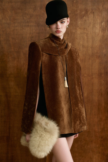 CICI BRONTE Velvet Cape Coat